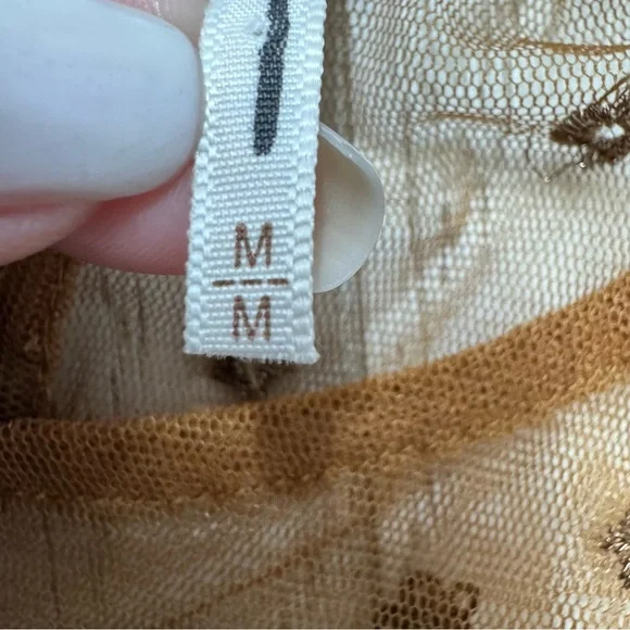 Free People Sheer Mustard Ruffle Blouse - Picture 7 of 9